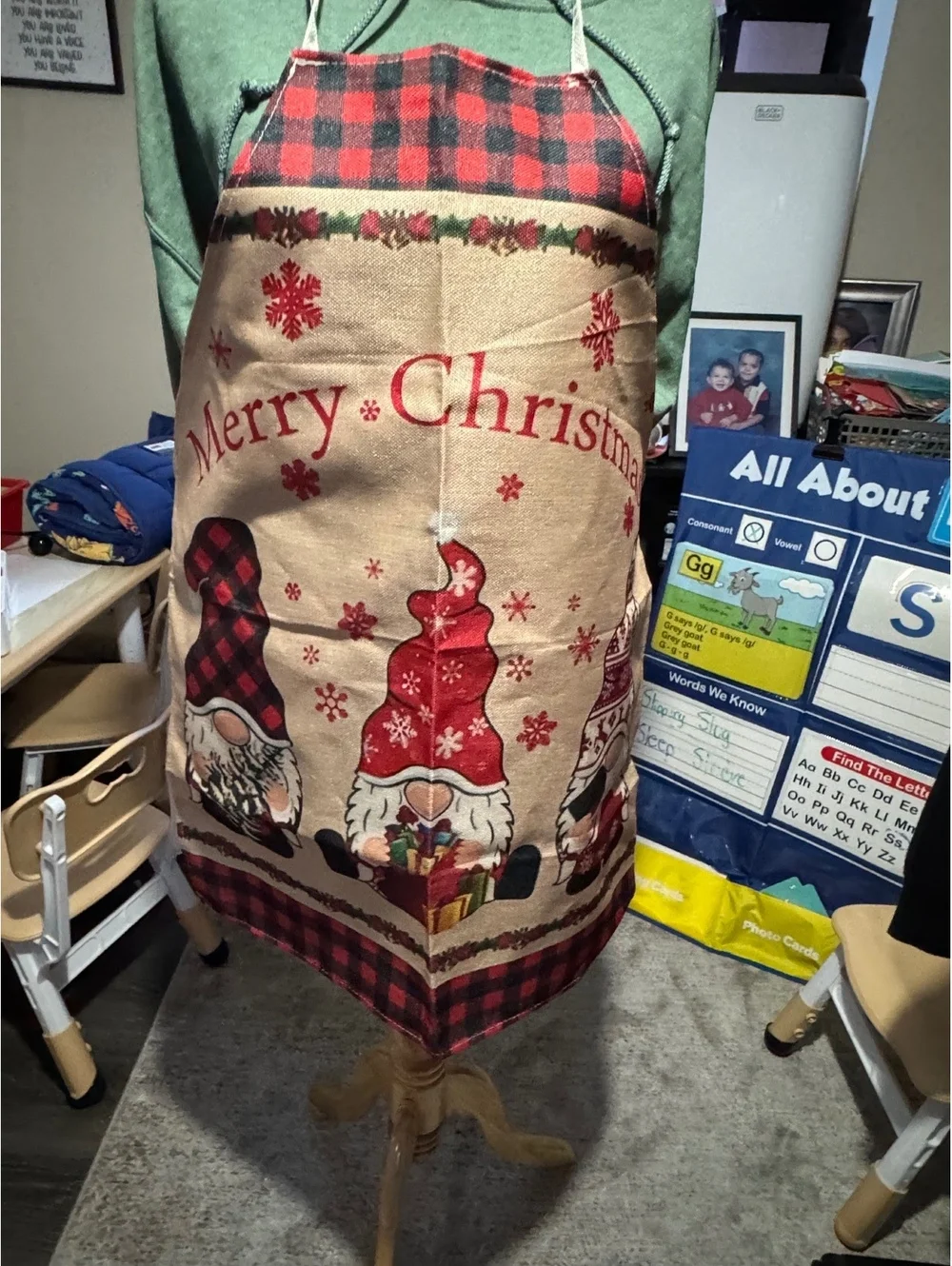 Christmas Themed Holiday Apron with Gnome Design